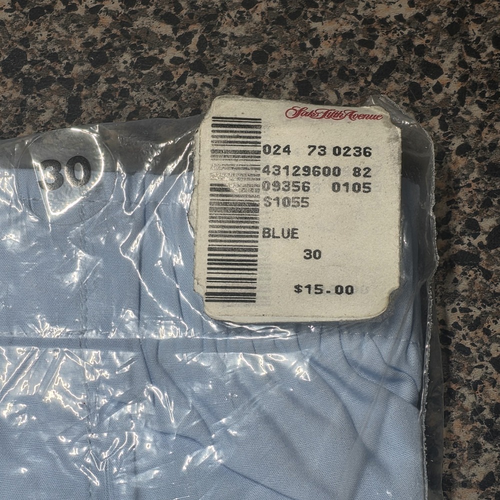 Vintage Saks Fifth Avenue Mens Trim Boxer Pima Cotton NOS Deadstock Blue Size 30 - Picture 3 of 4